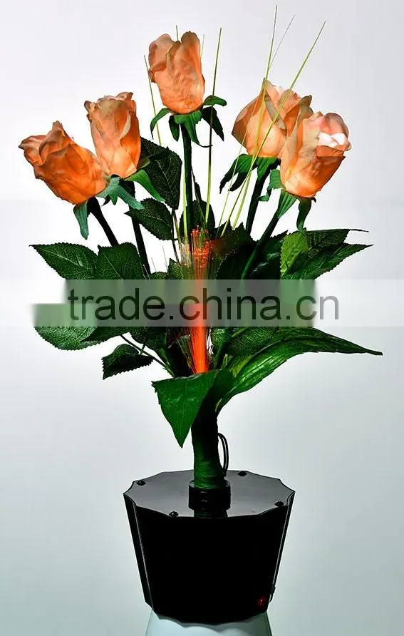 New Design 4 head Artificial Real Touch Wedding Decor LED PU Rose Flower lamp