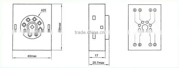 P3G-08 Miniature General Purpose 300VAC 10A Good Contact Remote Conduction Auto Relay Socket with CE