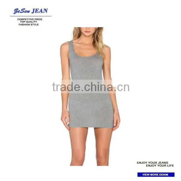 Hot Selling Ladies Gray Sleeveless Tank Mini Dresses Design