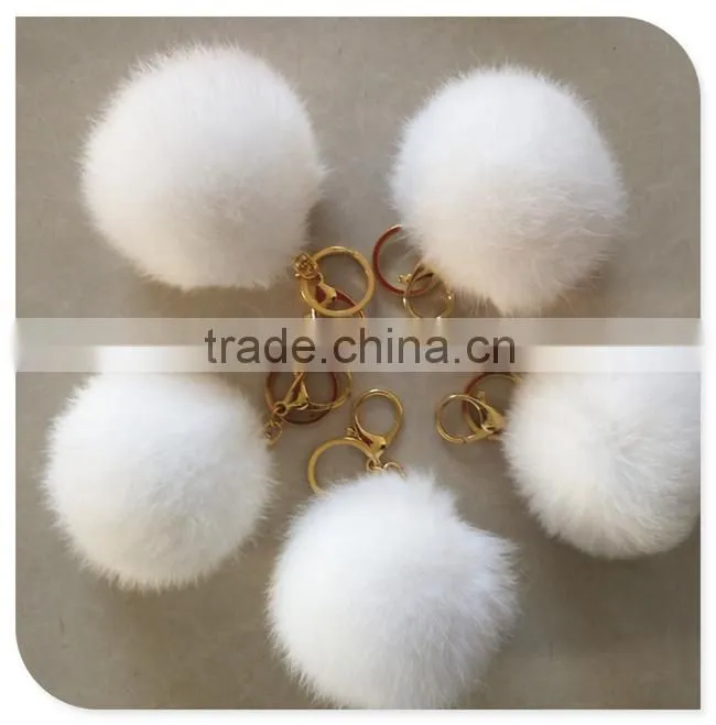 Rabbit Fur Ball Pom Pom Purse Charm Cell Phone Car Pendant Keychain