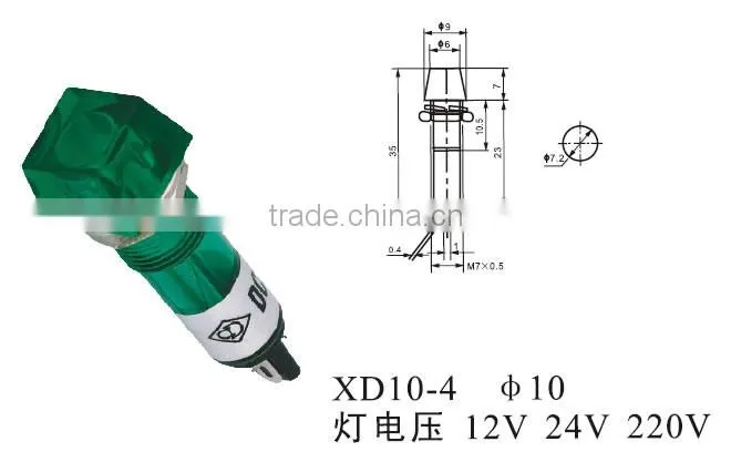 XD10-4 CNGAD XD series green 10mm 220v led pilot lamp