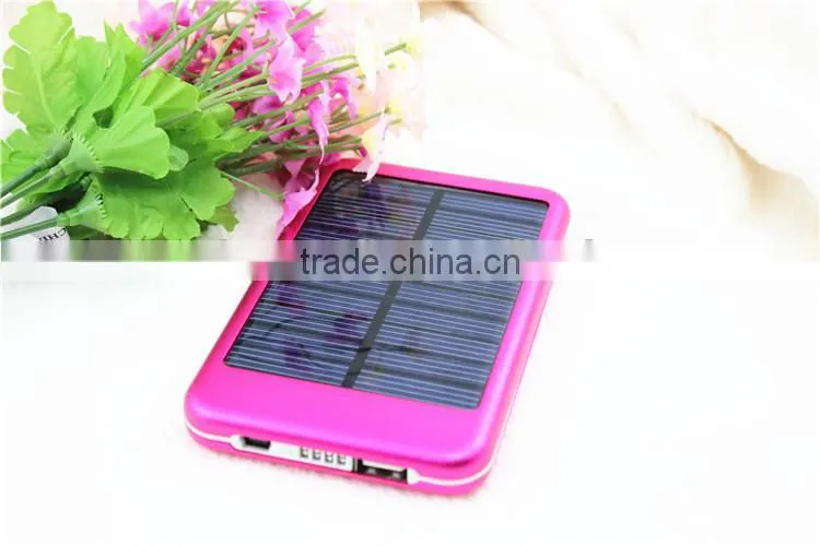 Aluminium material solar charger with 4 LED indicator, colorful mobile solar charger, company promotion gift solar power bank
