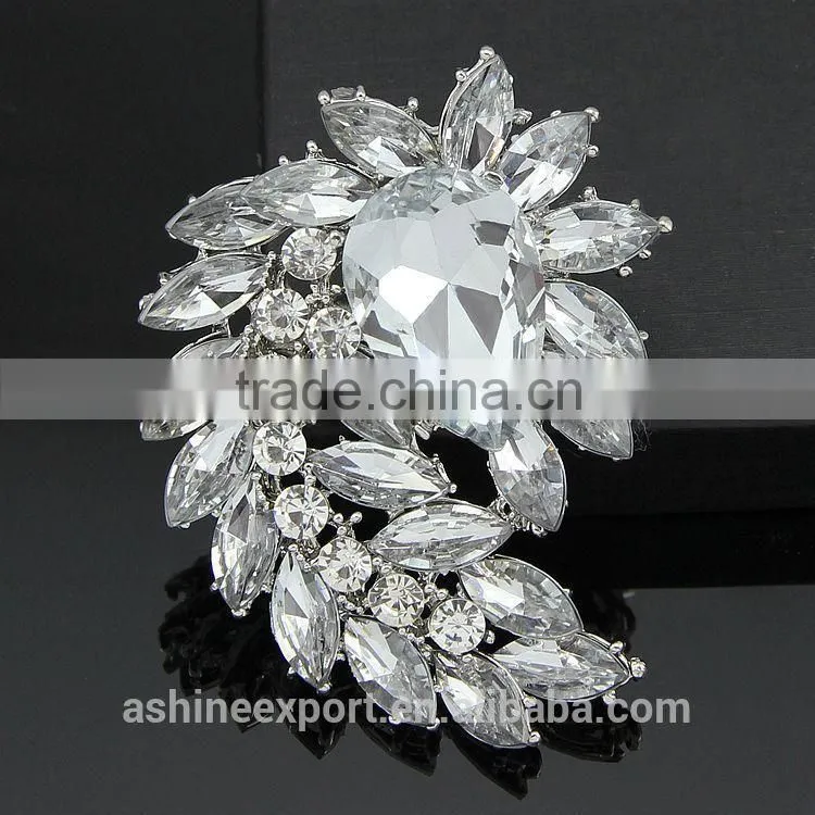 Cheap beautiful bridal marquise bulk crystal rhinestone brooch/handmade rhinestone brooch