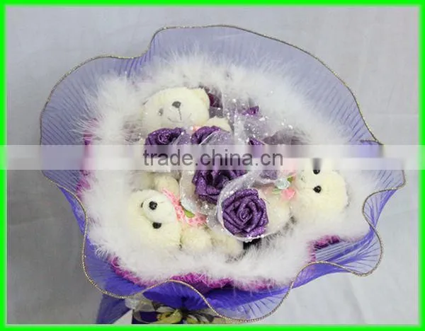2013 hot sale purple plush bear bouquets