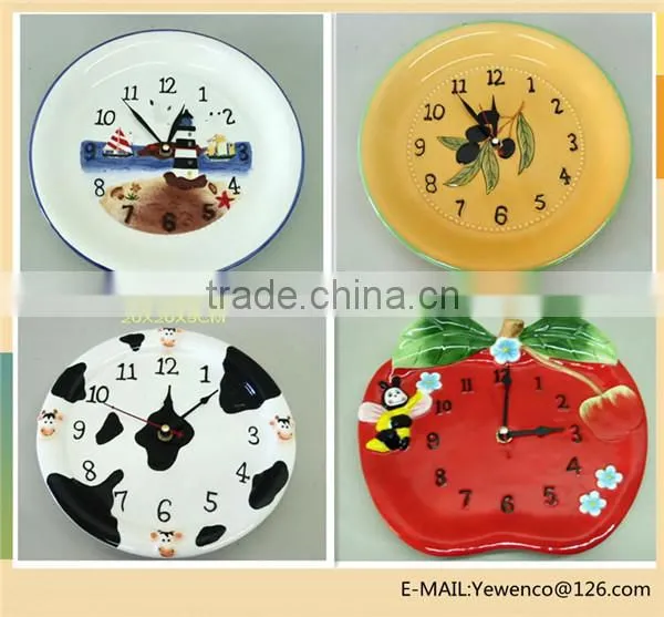 handpanited embossed ceramic clock