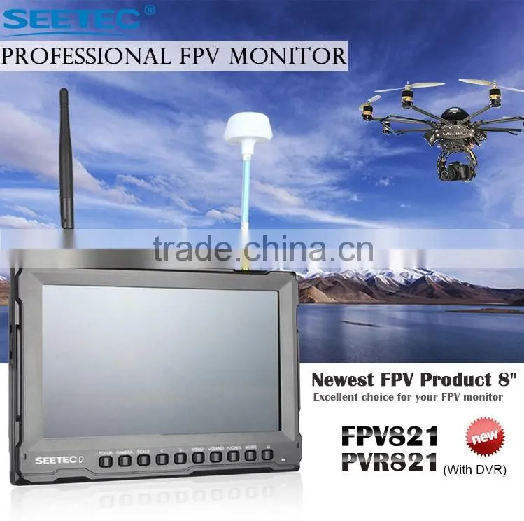 8 inch small fpv screen 32ch 5.8g wireless video and DC output portable built in battery dji f450