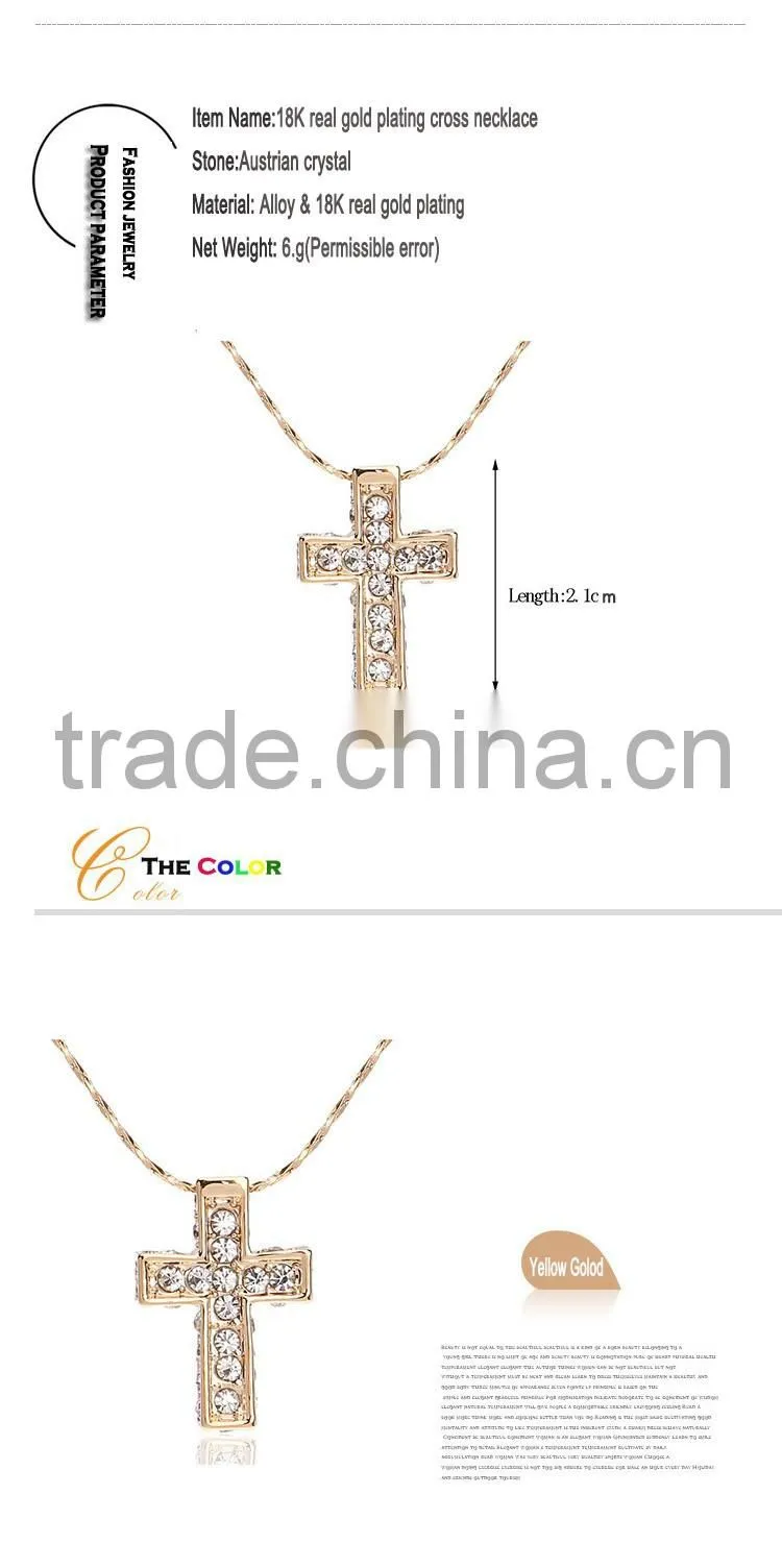 jewelry crystal 18k gold cross pendant necklace
