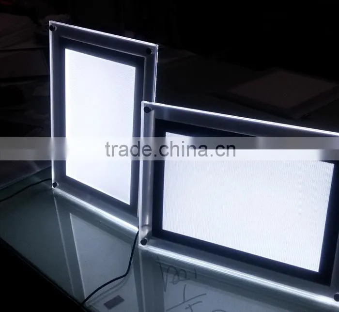 Slim Tabletop Light Box Crystal Glow Display Stand A3 Poster Frames Black LGP Lighting Sign