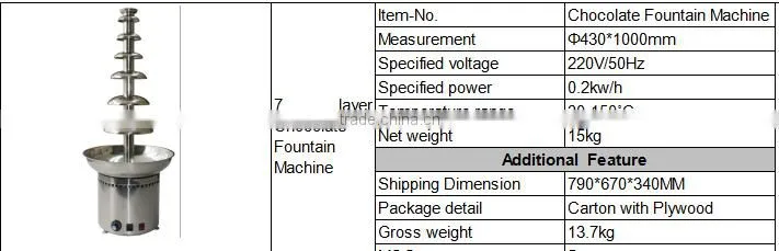 wholesale cheap professional chocolate fountain with good quality hotel kitchen equipment
