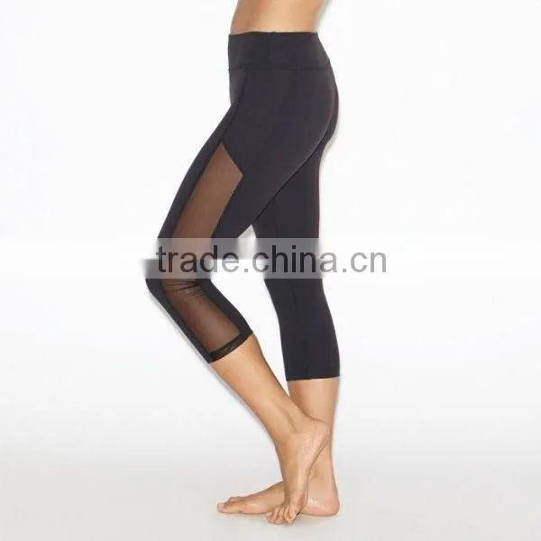 black breathable woman fitness clothing training capri pants wholesale