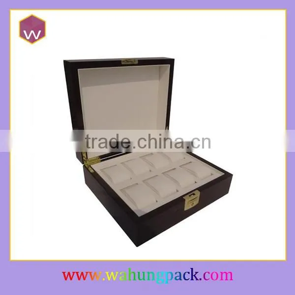 Acrylic Window Wooden Black Watch Packaging Box For Storage