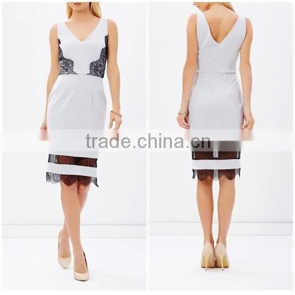 Wholesale Lace Insert Pencil Design Dress Women Clothes