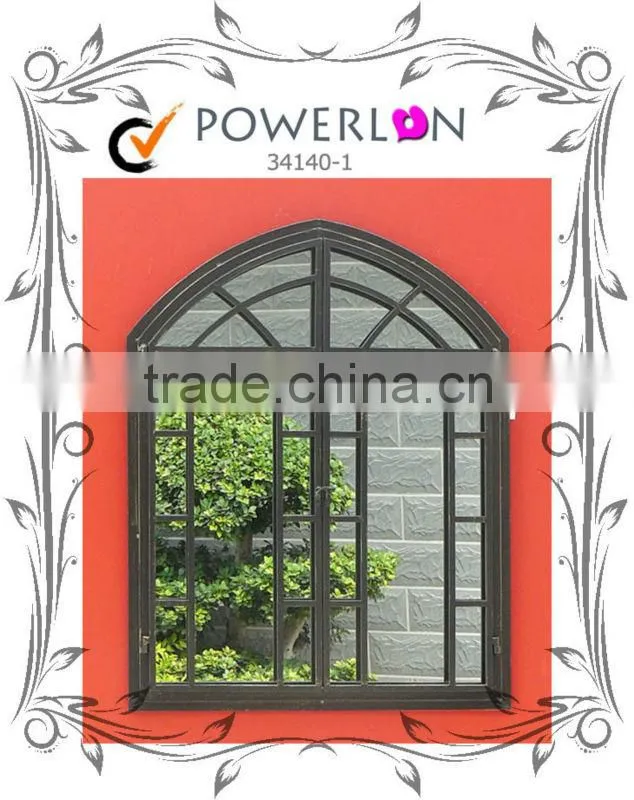 Popular Antique Green Outdoor Wooden Window Decorative Painting Mirror For Home Park Gardnen