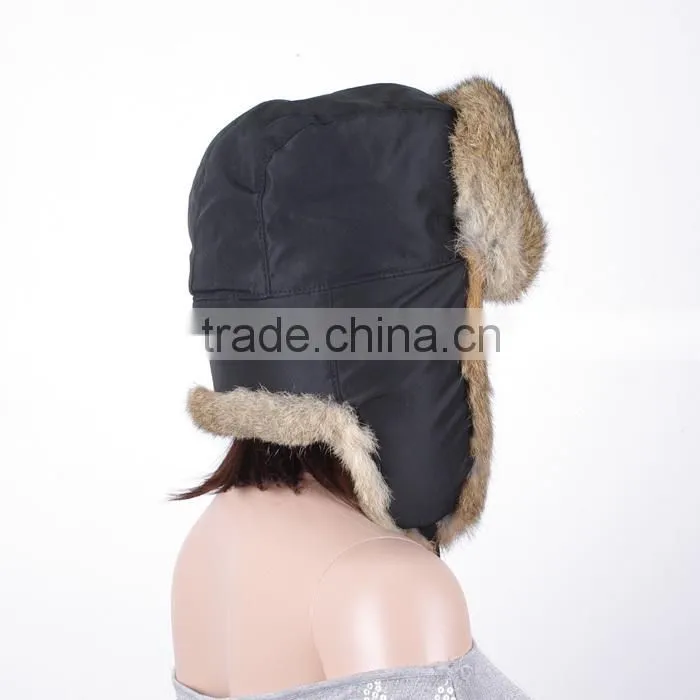 Women winter rabbit fur earflap military ushanka russian trooper hat winter fur hat KZ150127