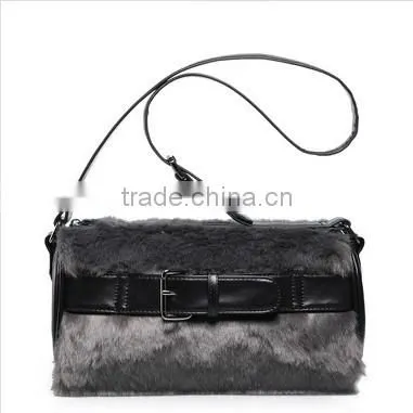 2013 Ladies handbag Evening bag Rabbit hair decoretion/replica handbag