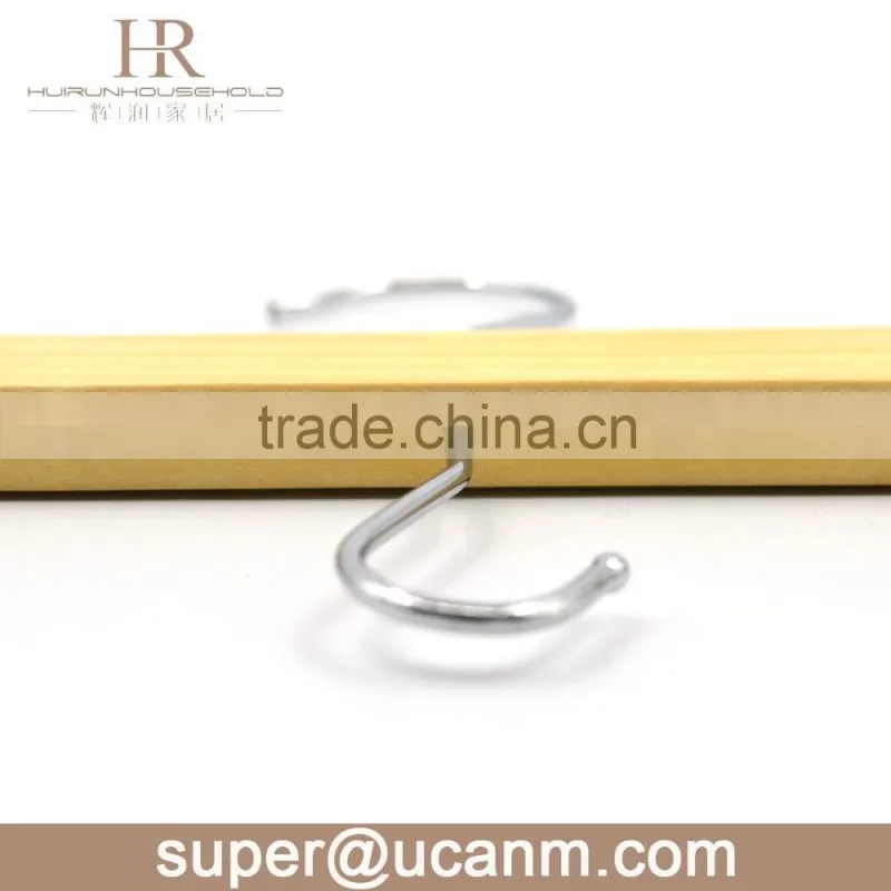 HRW-U36AN wood pant hanger with belt hook in the bottom