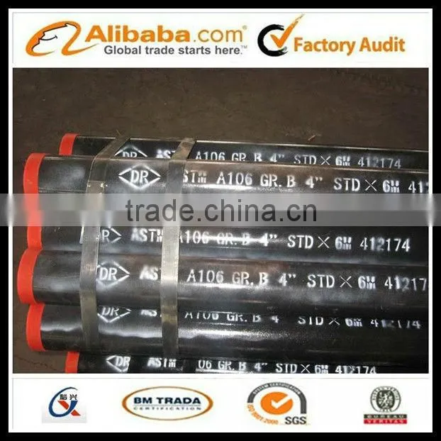 ASTM A106 Grade.B 4" STD*6m seamless steel pipe