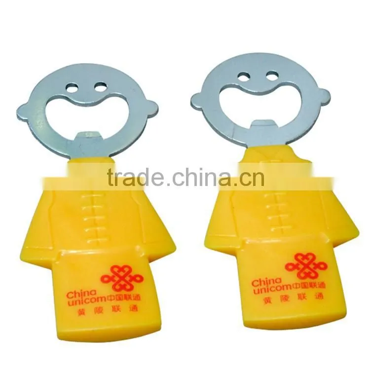 custom lovely baby shape metal bottle opener with pvc coats