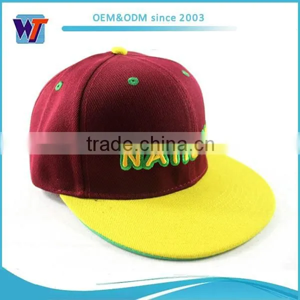 Design your own new product flat bill 6 panel snapback hat