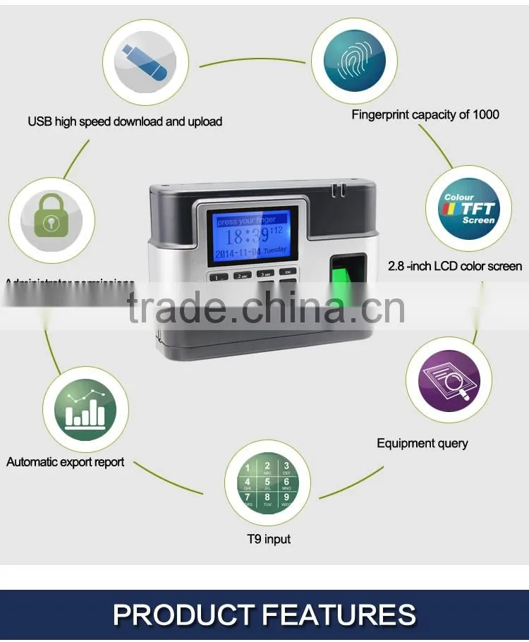 Ocean OC028 Finger Print Machine Biometric Time Attendance Employee Time Clock