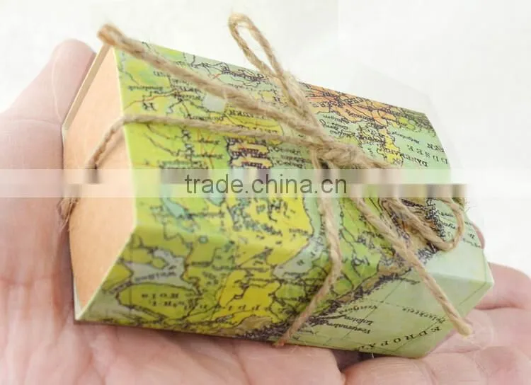 Unique wedding favour boxes map wedding favor box kraft favour boxes