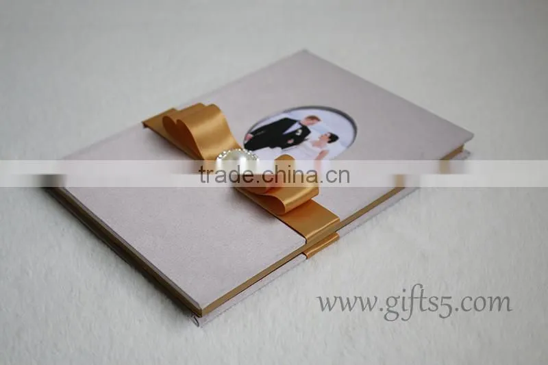 Best quality Grey silk cover wedding sign in book