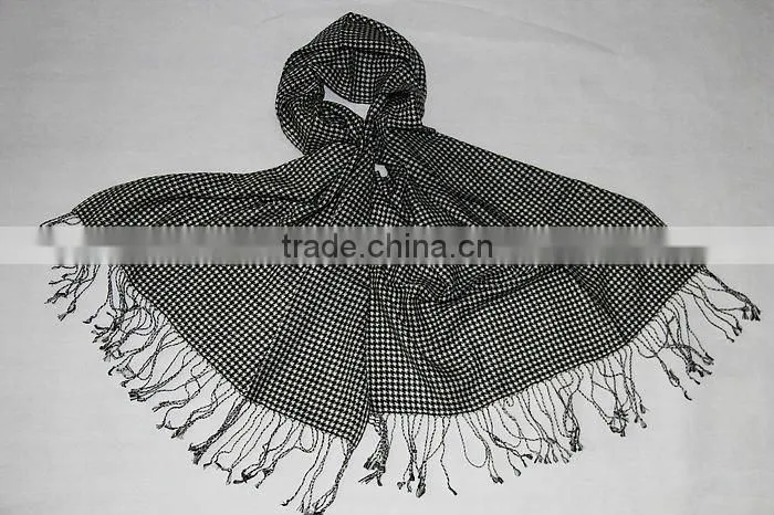 Rectangle grid men knitting wool shawl scarf