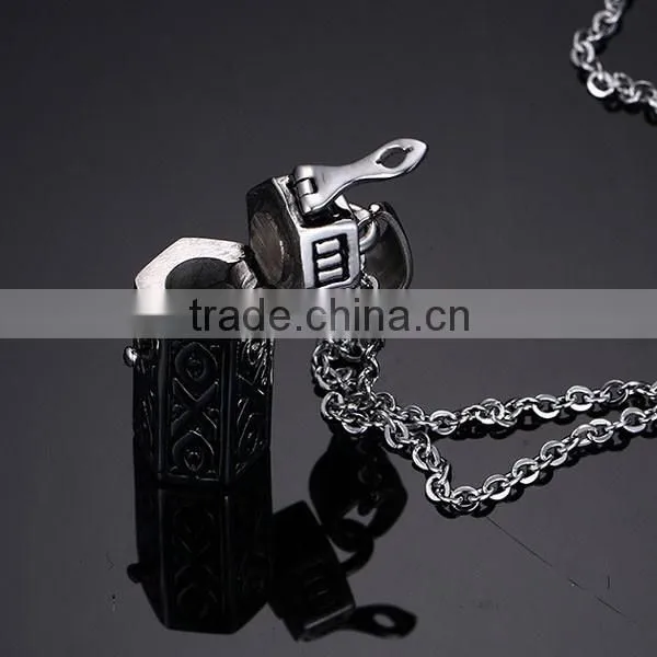 Retro Cuboid Ashes Stainless Steel Pendant Necklace