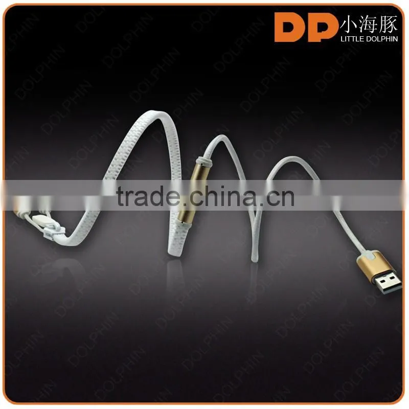 popular item on US market universal 2 in 1 zipper USB charging cable for smartphone