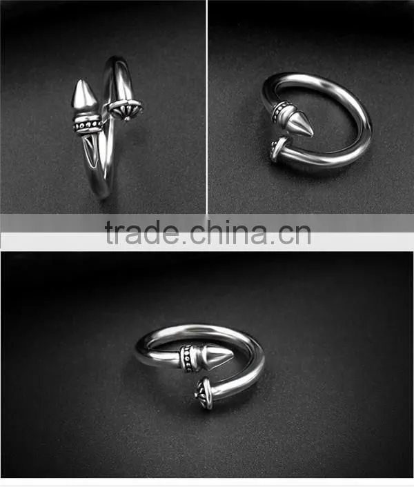 New 2016 silver 316l stainless steel antique nail ring