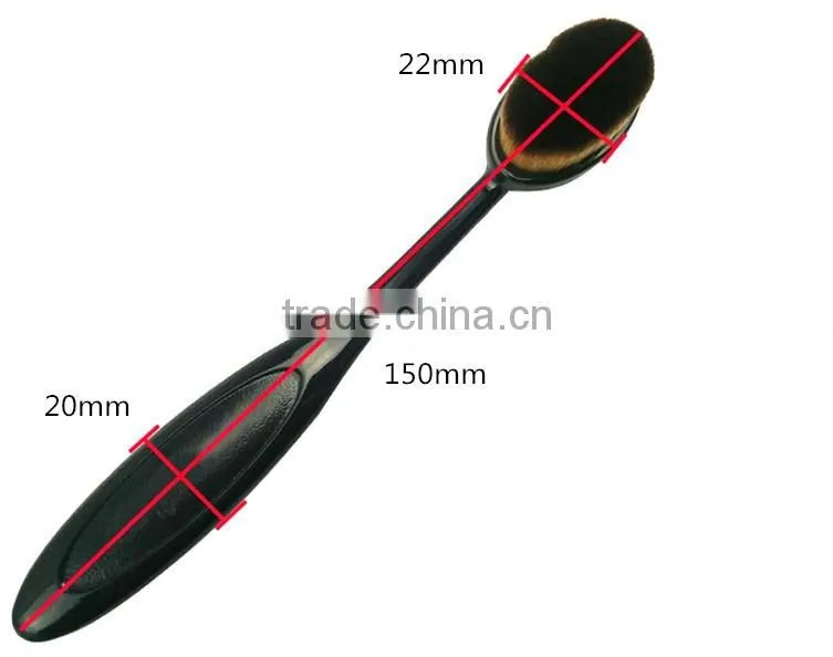Factory price single black oval makeup brush nylon hair toothbrush makeup brush