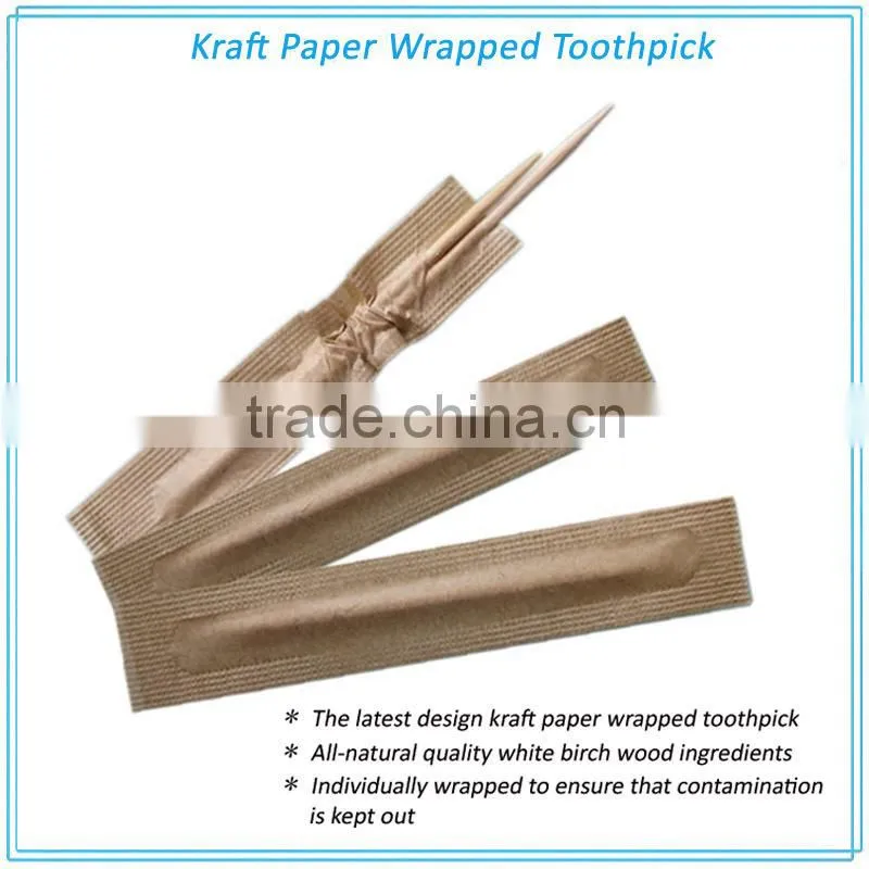3 sides sealed paper wrapped wooden toothpick in China factory