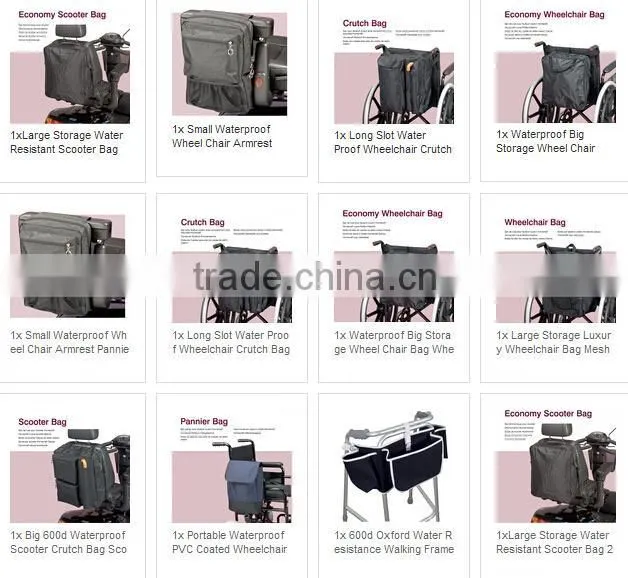 Topmedi Mesh Side Bag Power Electric Wheelchair Pannier Bag with Padded Loop Scooter Bag for Disabled
