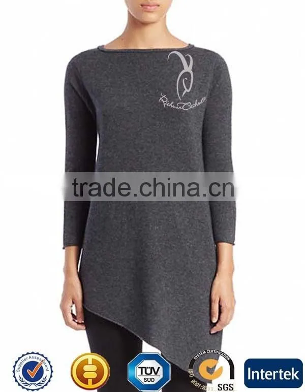 Fashion Irregulat Round Neck Pure Cashmere Sweater