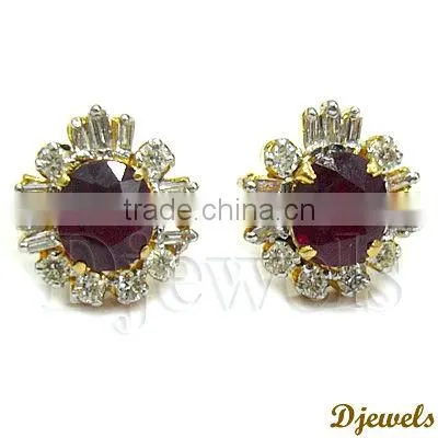 Ruby Diamond Pendant Sets, 14K Gold Pendant Sets, Diamond Jewelry