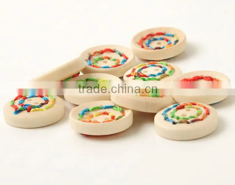 Fashionable High End 2 Holes Natural Wood Buttons with Hand-made String