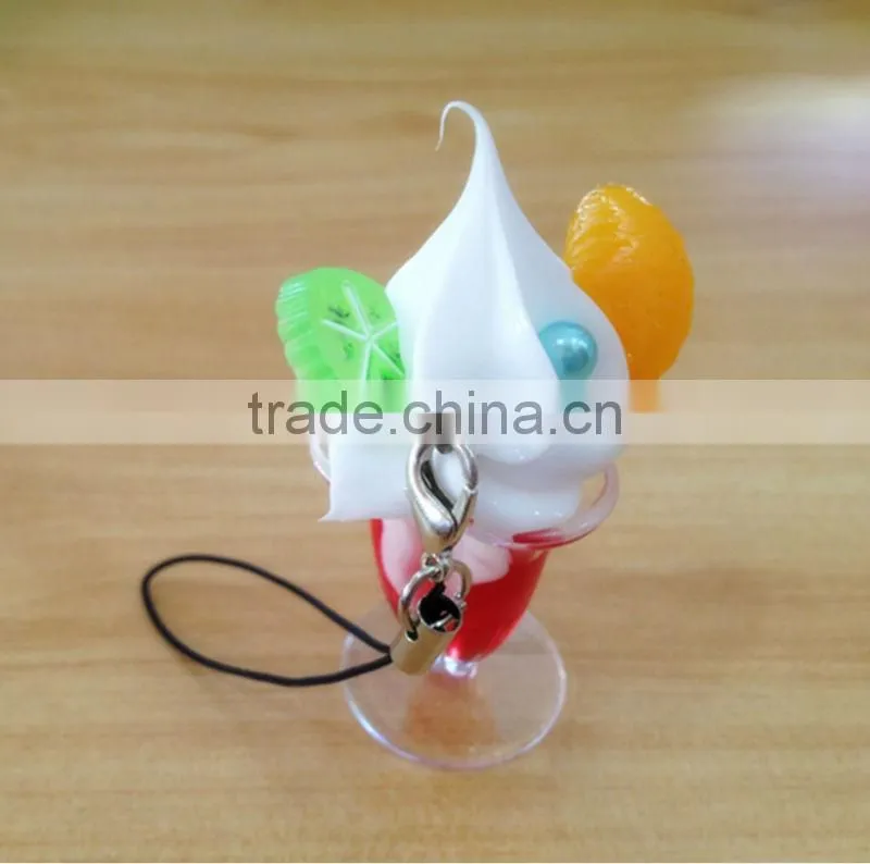 Hotsale creative high quality mini funny artificial fake ice cream cone keychian for promotion gift items