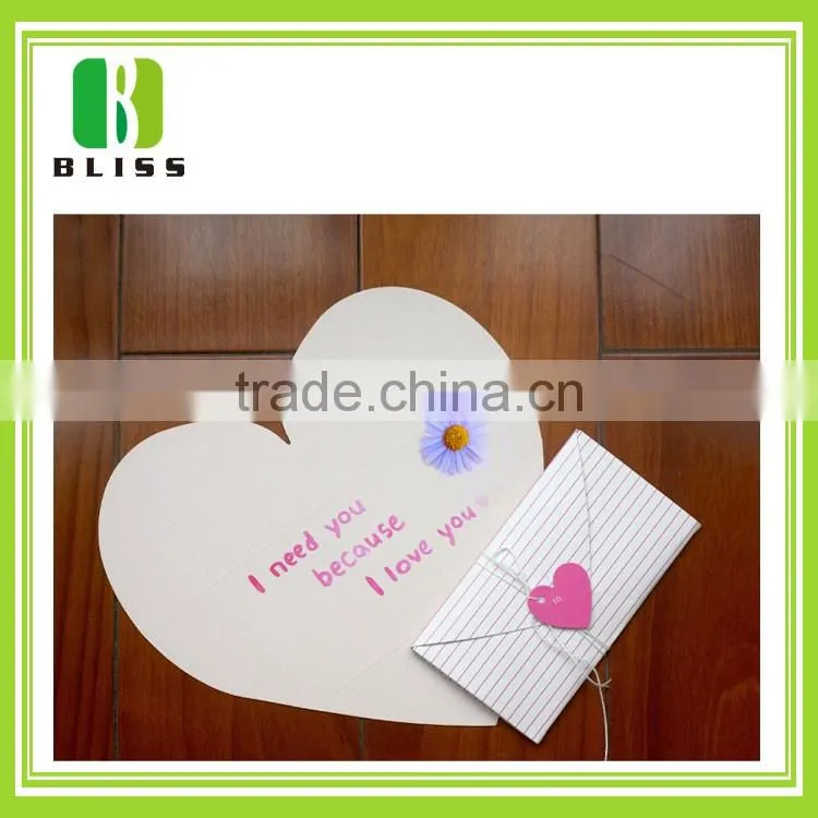 Luxury floral customized folding envelop heart shape wedding invitations paper cut greeting cards and invitation