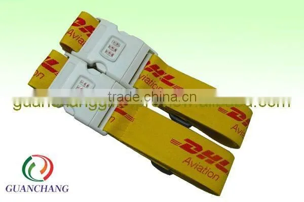 silkscreen luggage belts with 3-digi combination lock