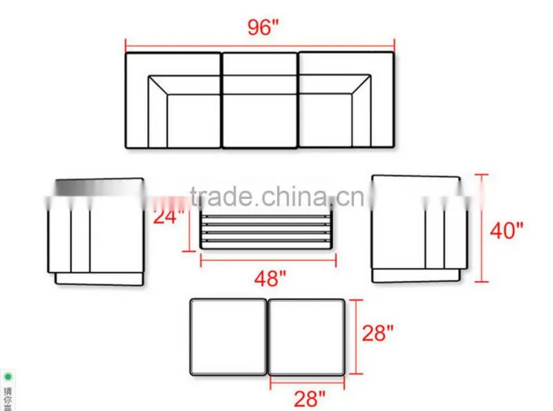 Alibaba wholesale modern indoor sectional rattan furniture living room sofa set