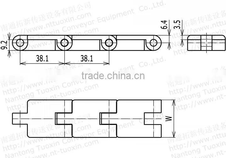 820mini Straight Run Plastic Table Top Conveyor Chains