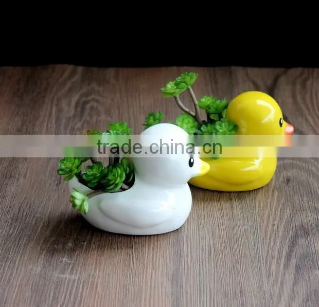 Cute mini duck ceramic pot home desktop decoration bonsai flower pots