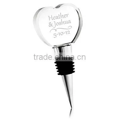 personalized wedding gift crystal heart shape wine stopper