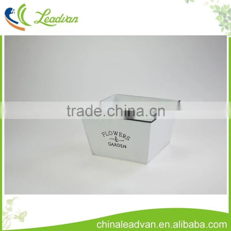 Wholesale reusable large white square galvanized metal flower pots and vases