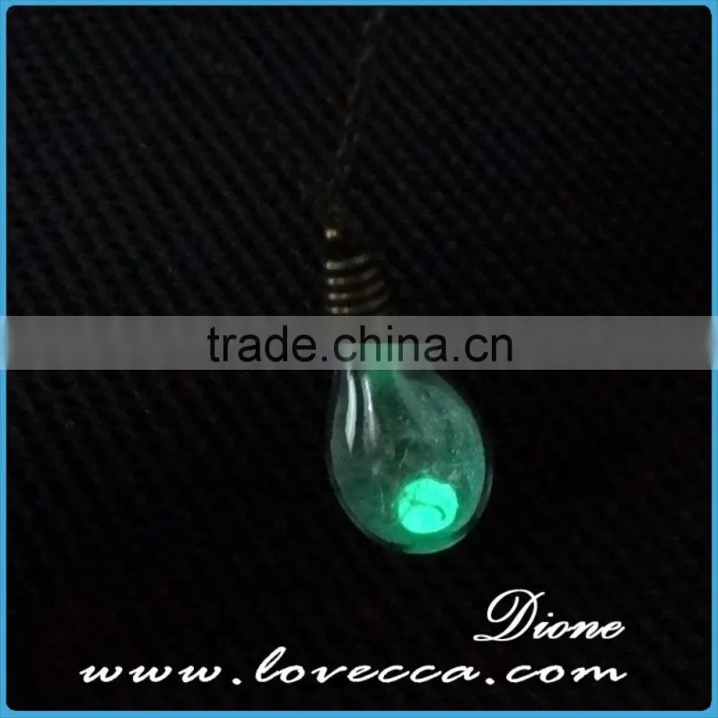 Newest design bulb glowing pendant necklace , glass jewelry glow in the dark