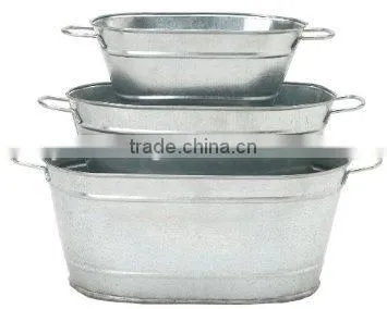 Hot sales garden zinc flower pot metal planter with string handle
