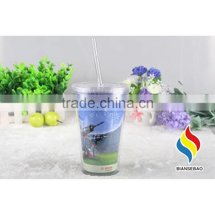 Hot Sale double layer transparent insulated plastic tumbler