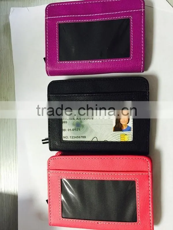 Lock Wallet Slim RFID Blocking PU Leather Zipper Card Holder