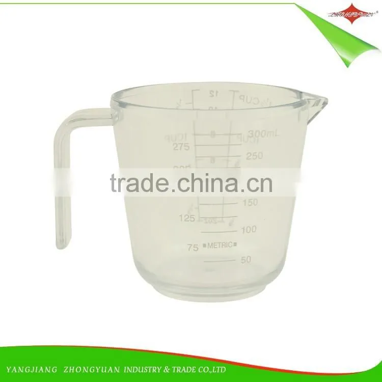 ZY-L1010 High Quality Plastic Transparent Clear PS 300 ml Measuring Cup for Baking Tools