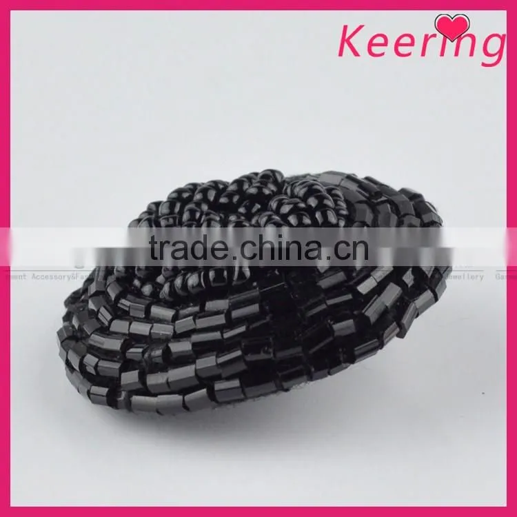 2016 new arrival black custom beaded decorative buttons for clothing WBKA-300